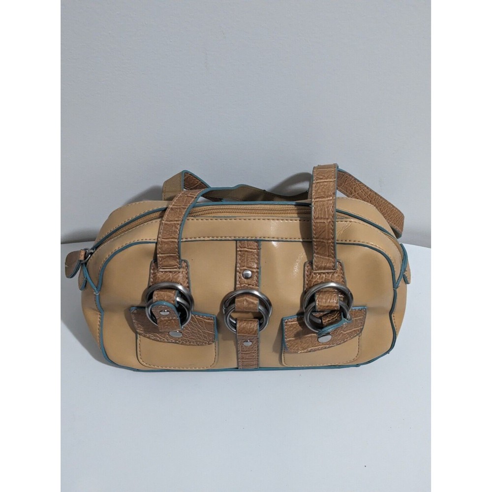 EMILIE M. PURSE TAN with Blue Trim